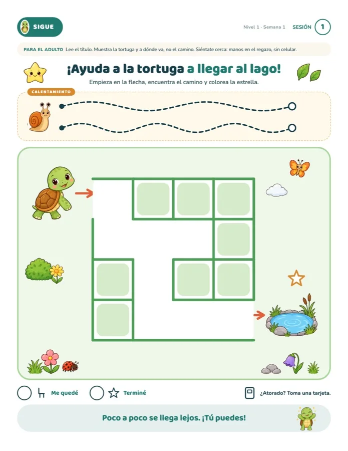 Una hoja real del Focus: la sesión 1 del nivel 1